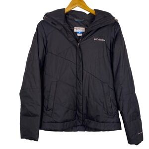 Columbia Black Insulated Puffer Jacket Women Remvble Faux Fur Hood Omni Shield M